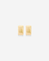 MÉGA Donut Huggie Earrings in gold vermeil—7.6 mm-wide × 14.5 mm-high rounded hoop huggies on stainless-steel posts, lightweight 4.48 g.