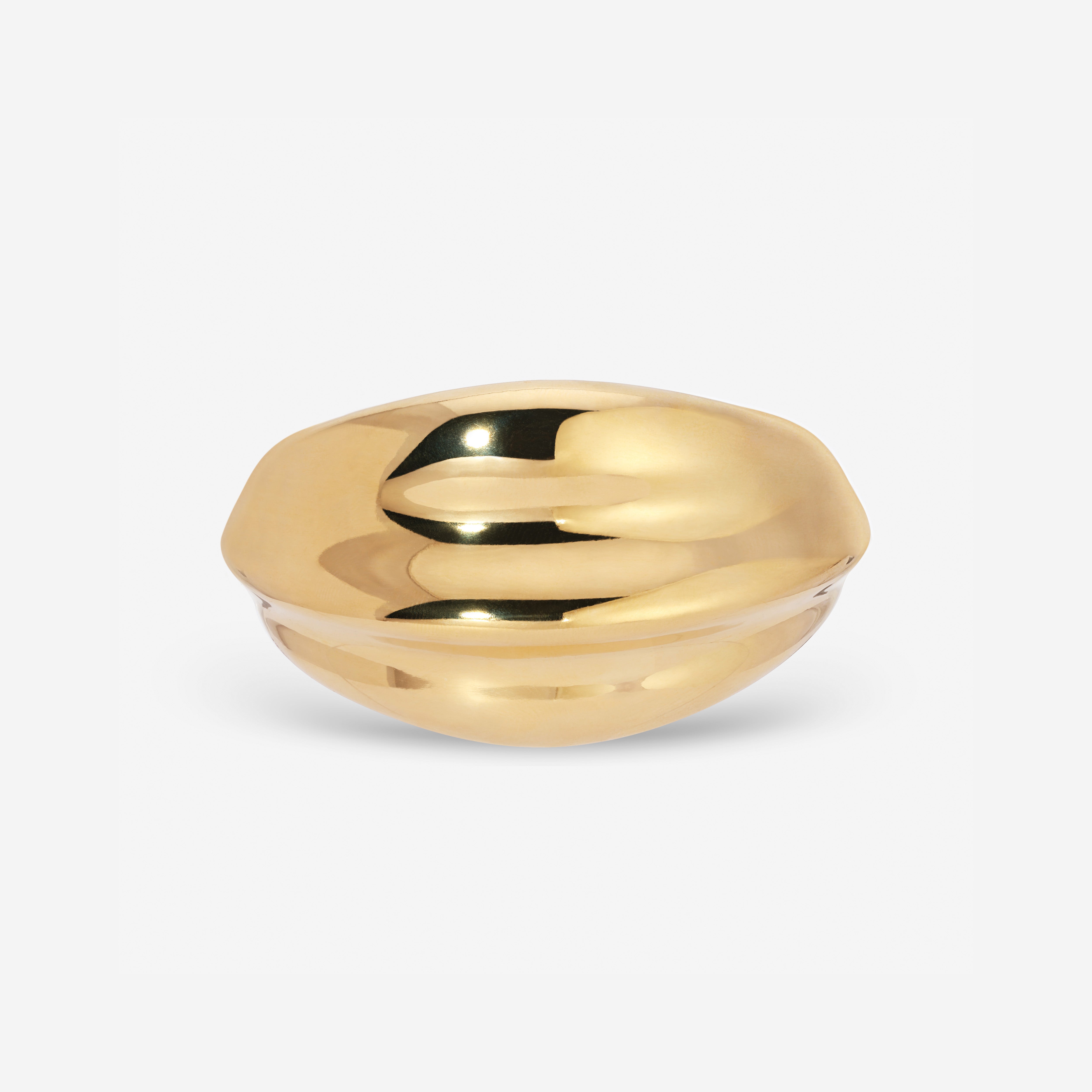 MÉGA Simone Cuff in gold vermeil—brass tapered cuff 42.5 mm to 14.3 mm wide, 11.7 mm tall, 51 g.

