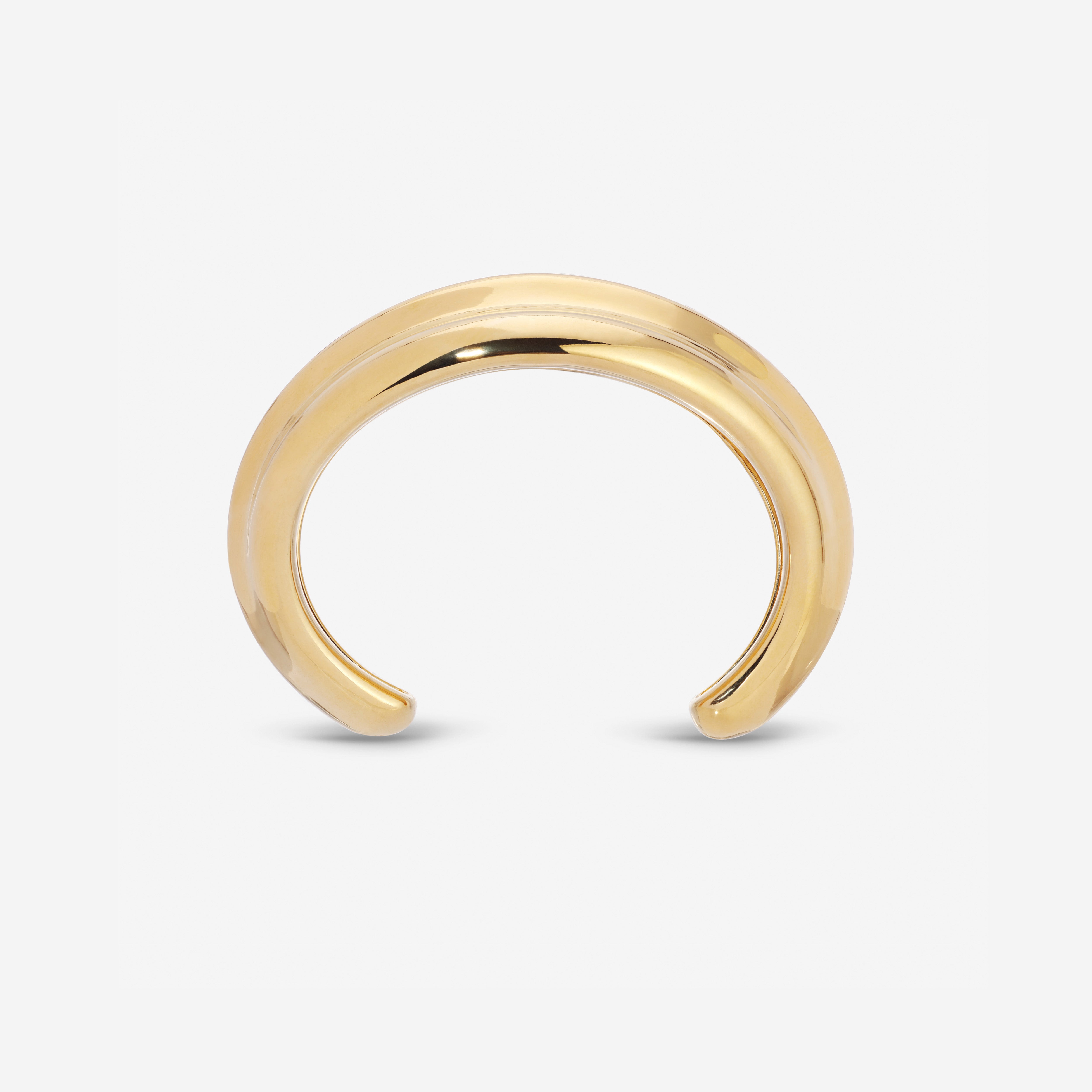 MÉGA Simone Cuff in gold vermeil—brass tapered cuff 42.5 mm to 14.3 mm wide, 11.7 mm tall, 51 g.