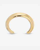 MÉGA Simone Cuff in gold vermeil—brass tapered cuff 42.5 mm to 14.3 mm wide, 11.7 mm tall, 51 g.