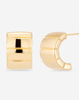 Chunky sculptural hoop earrings with a bold, rounded silhouette – lightweight and easy to wear daily.
