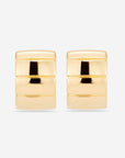 Chunky sculptural hoop earrings with a bold, rounded silhouette – lightweight and easy to wear daily.